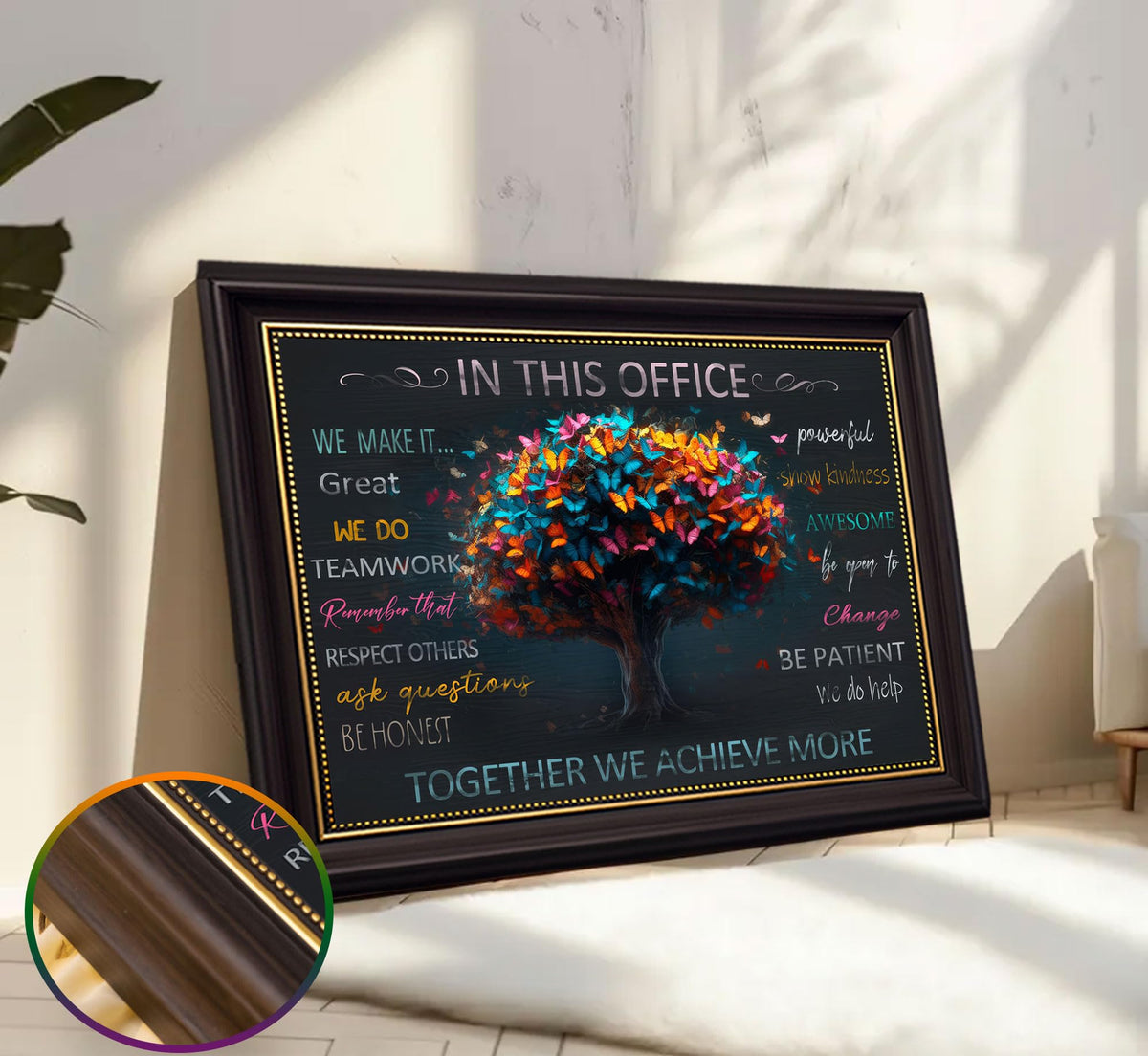 Dark Brown Framed Teamwork Positive Wall Art Canvas Wrapping 12x16in (Tree of Life-Framed / 16"L x 12"W)