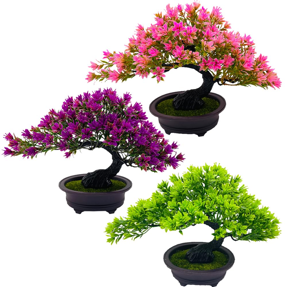 Artificial Plants Bonsai Tree Room Decor for Men Fake Plants Tree with Pots Faux Desk Plant for Home Decor Indoor Bookshelf Men Office Bedroom Farmhouse Decor Japenses Zen Garden Fish Tank Accessory (E)
