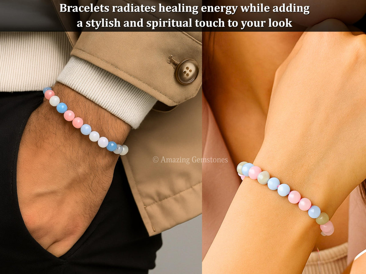 Natural Morganite Bracelet for Women Men's Gifts (Natural Morganite)