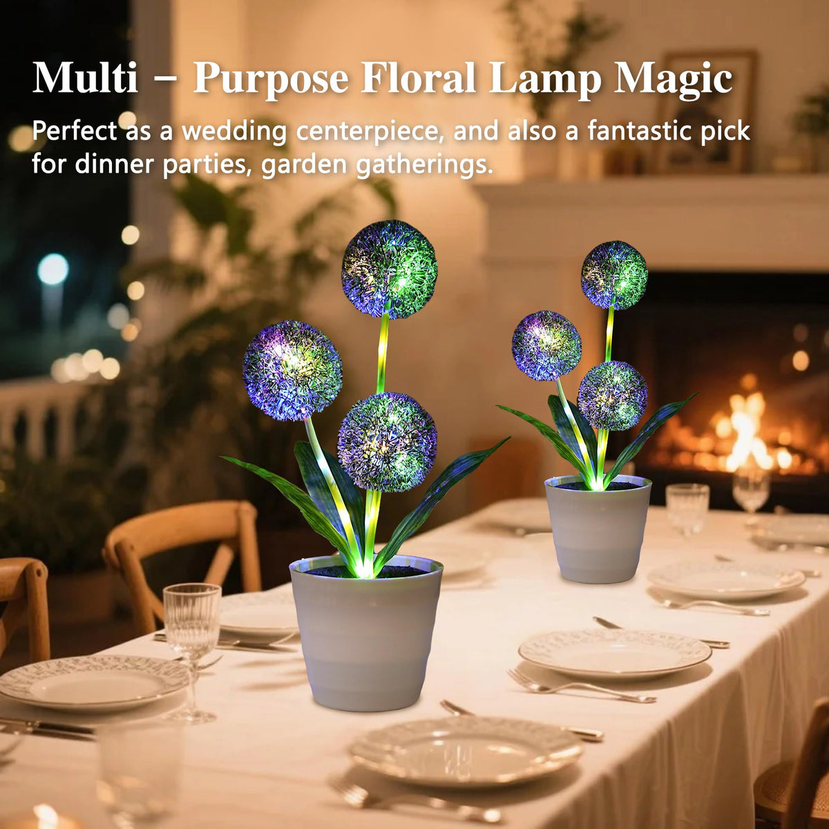 Artificial Purple Allium Flower Lamp (Dandelion-Purple)