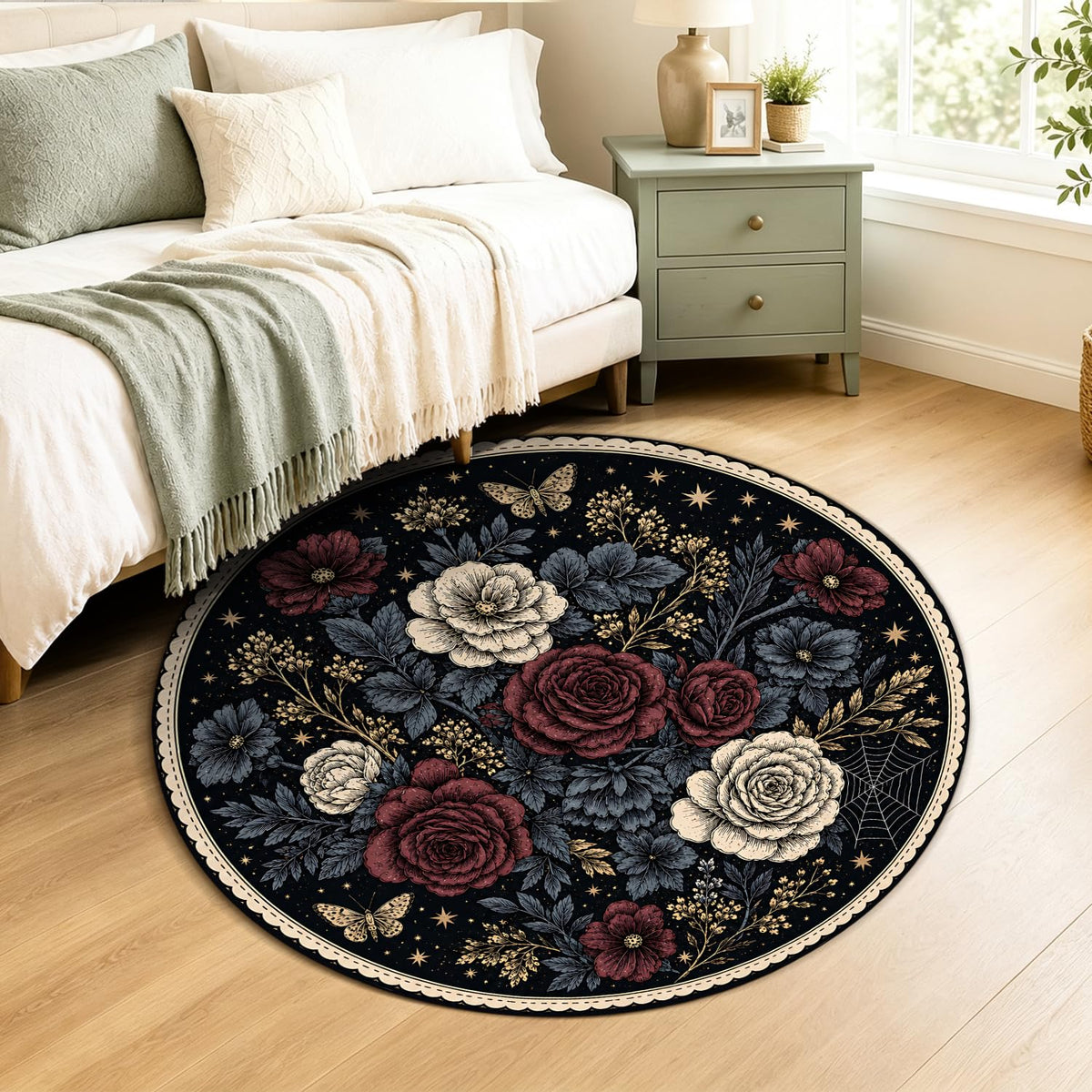 Floral Circle Rug (#47 / 4ft (Round))