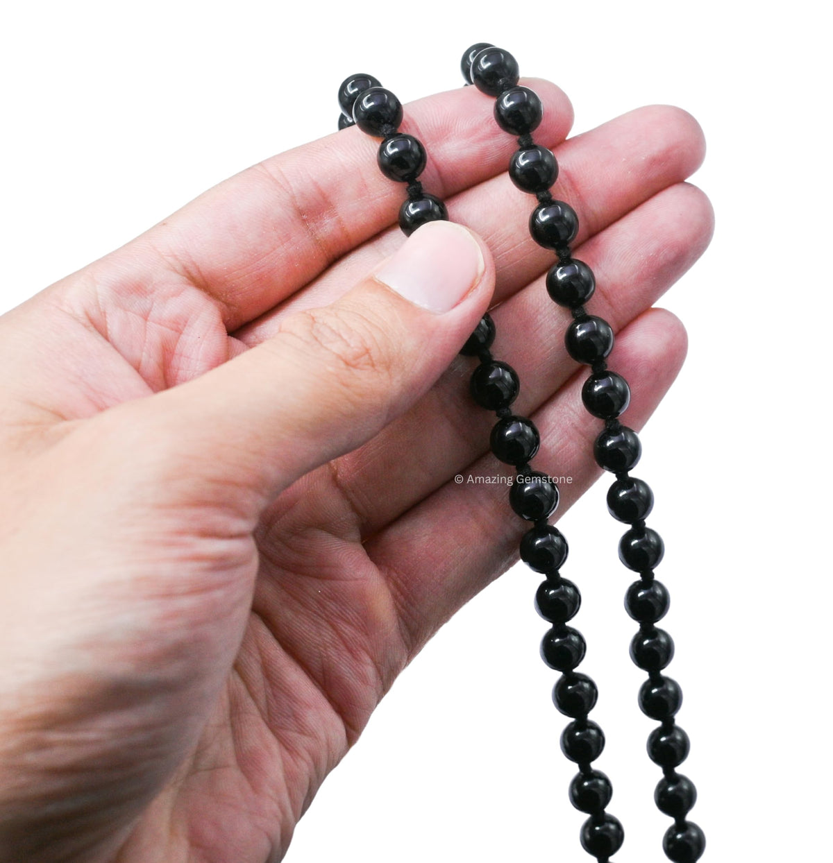 Black Obsidian Mala Beads (Black Obsidian / Knotted)