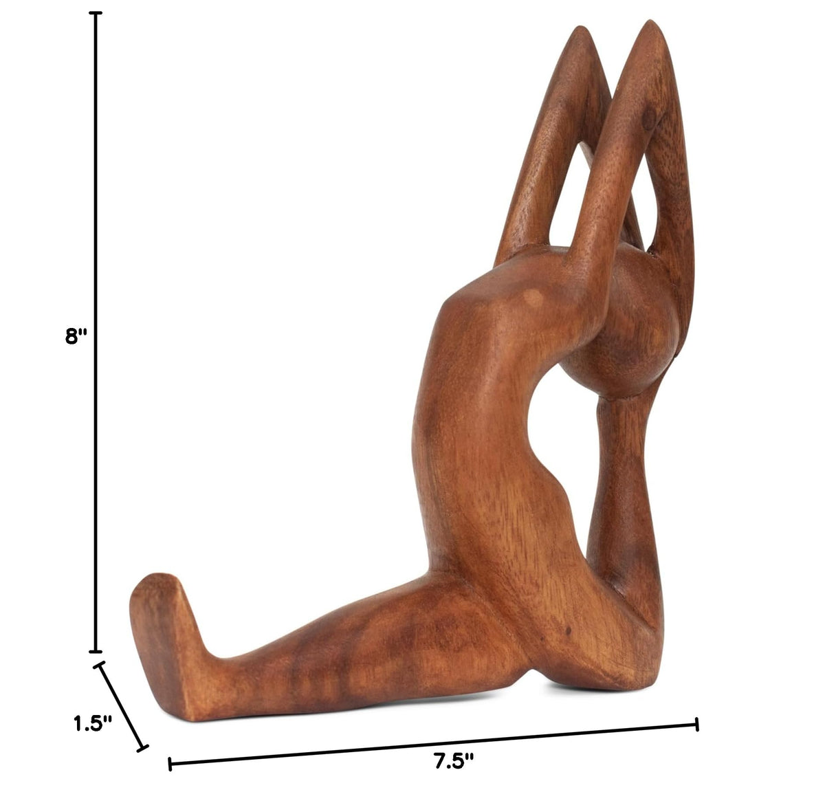 8" Wooden Handmade Yoga Statue (One-Legged Split in Mermaid Pose)