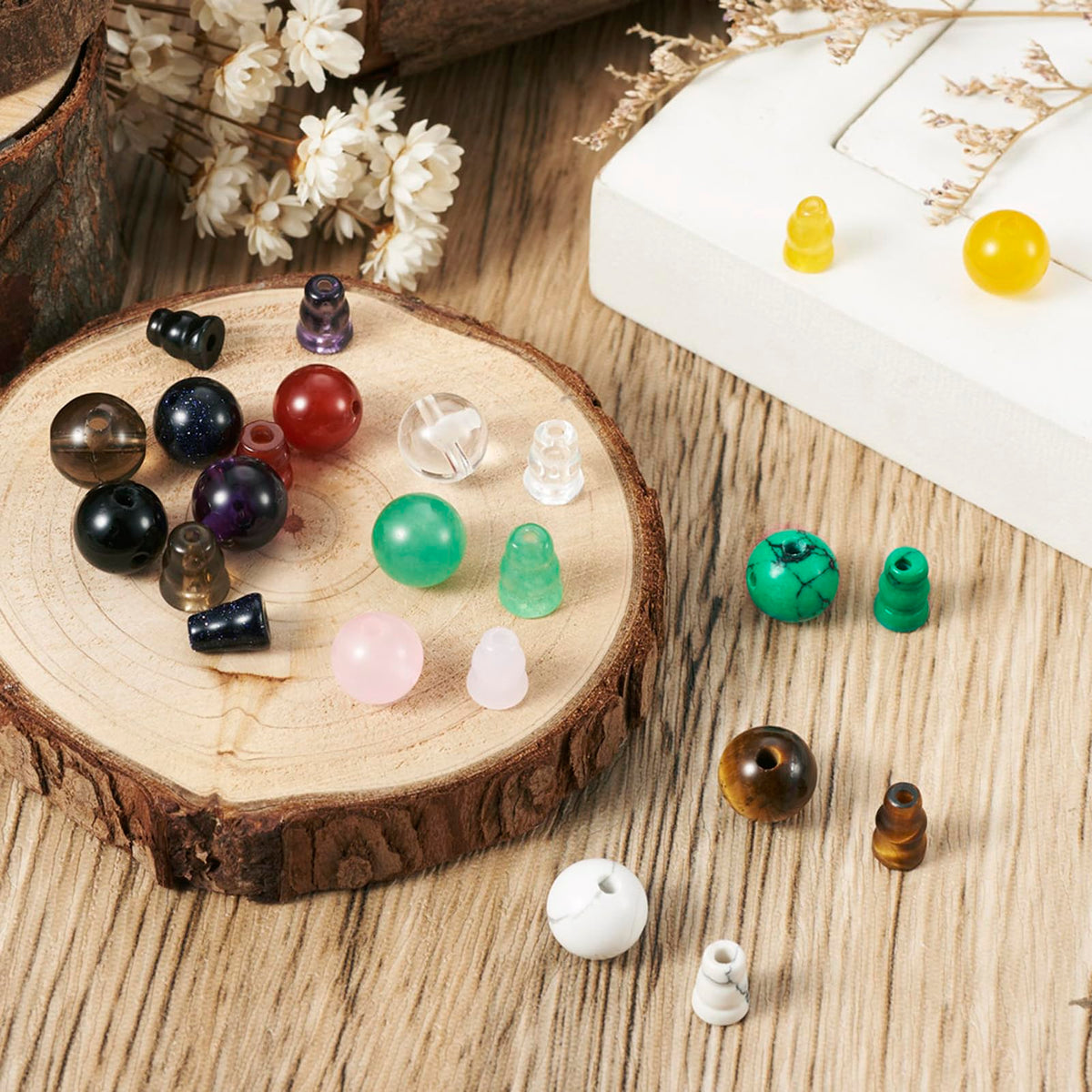 Beadthoven 12 Sets Natural Gemstone 3 (Deep Color)