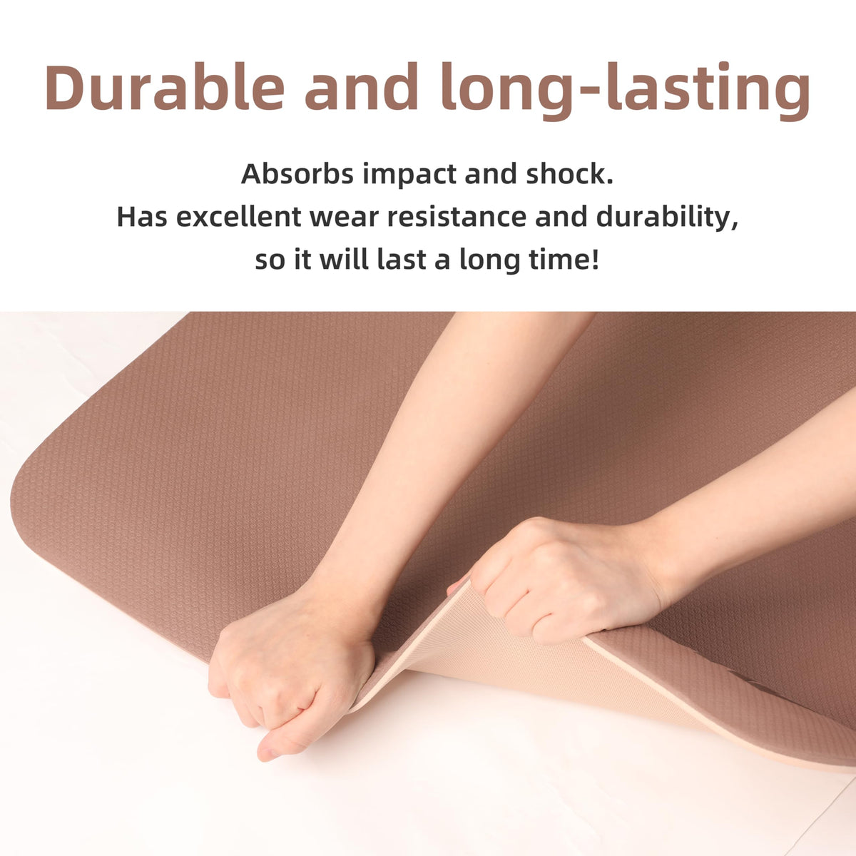 POE Yoga Mat (10mm)Extra Thick Fitness Mat 72"x24" with Carry Strap (Brown+Apricot / 72"x24"x10mm)