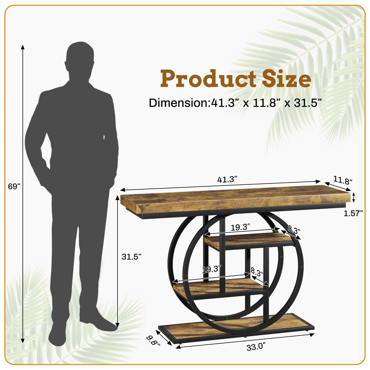 Entryway Table for Foyer (Brown 1 / 41.3"W)