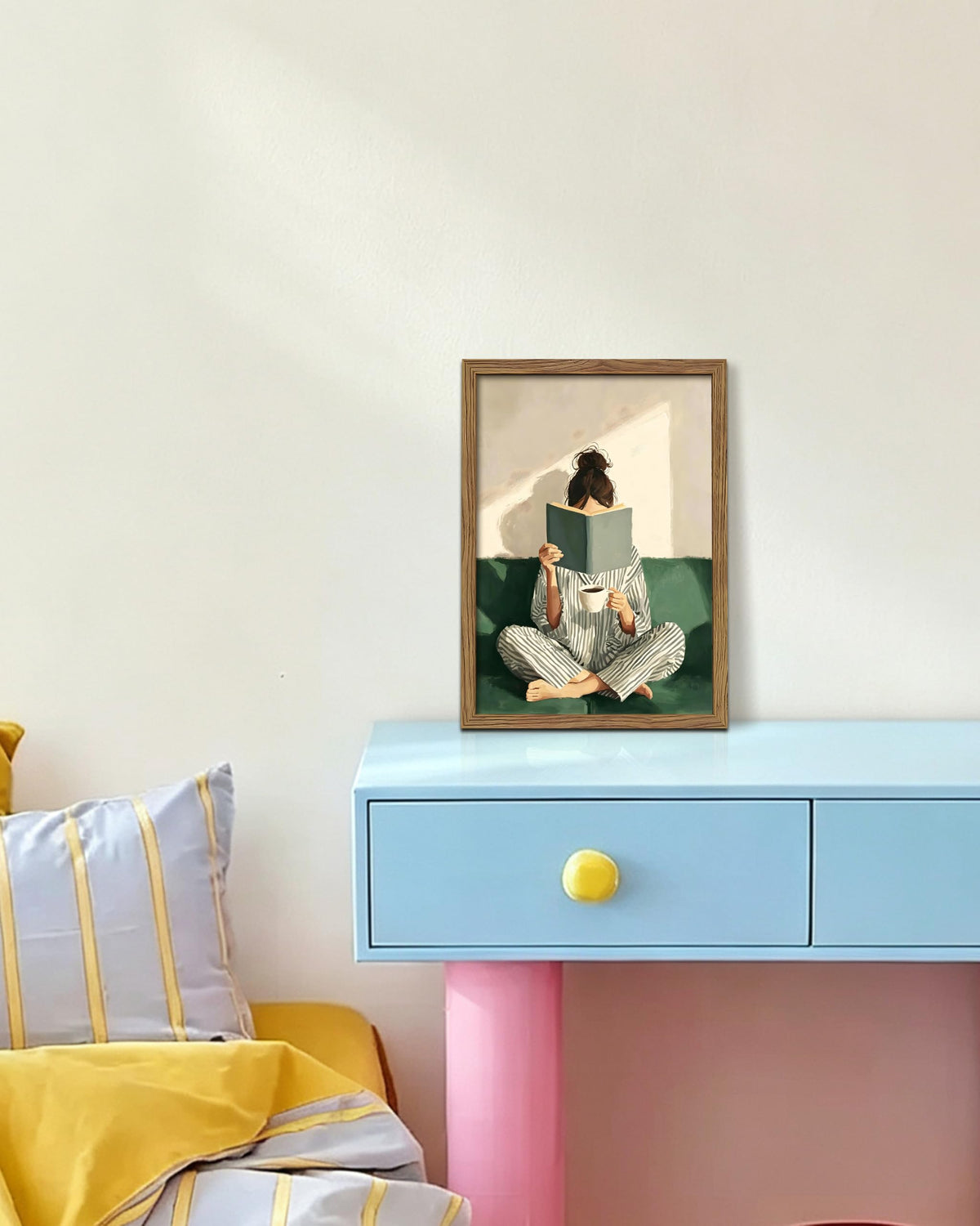 Reading Woman Canvas Wall Art (A-Girl Reading a Book / 16"L x 12"W)