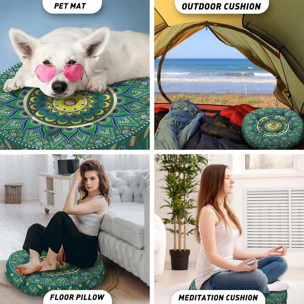 Mandala Meditation Cushion (07.mandala Meditation Cushion-2 / 22x22 inch round)