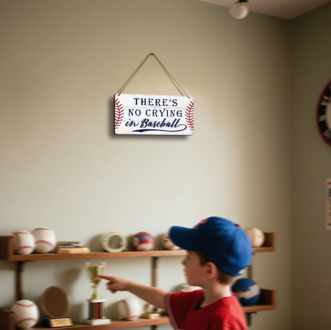 Vintage Baseball Wall Decor Sign (03NocryingBaseball)