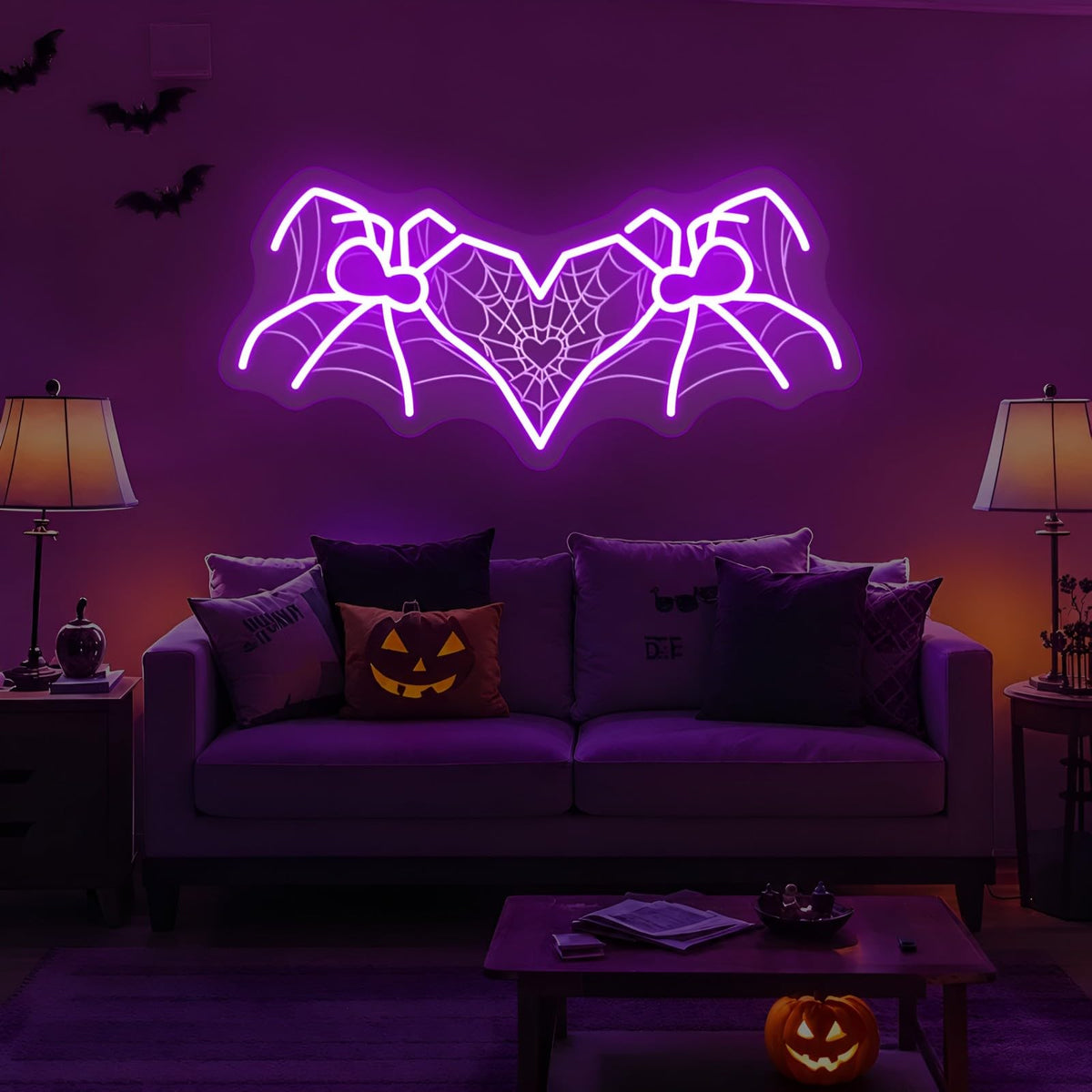 Spider Heart Neon Sign for Gothic Bedroom (Spider Heart)