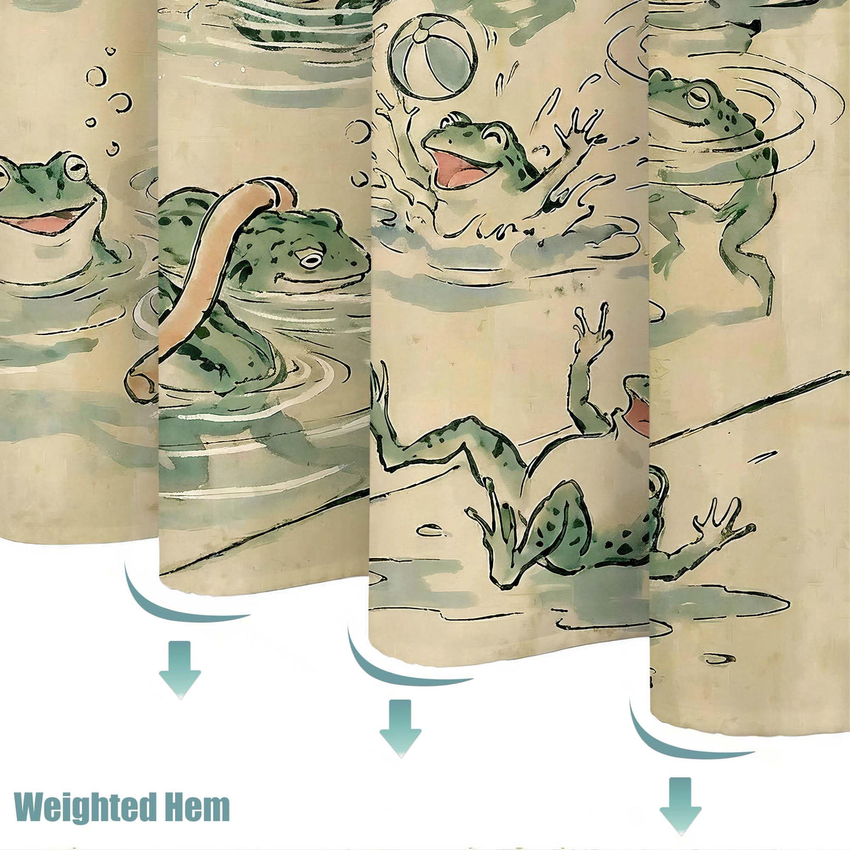 Playful Frogs Shower Curtain Set (72"W x 72"L (Pack of 1) / Yellow)
