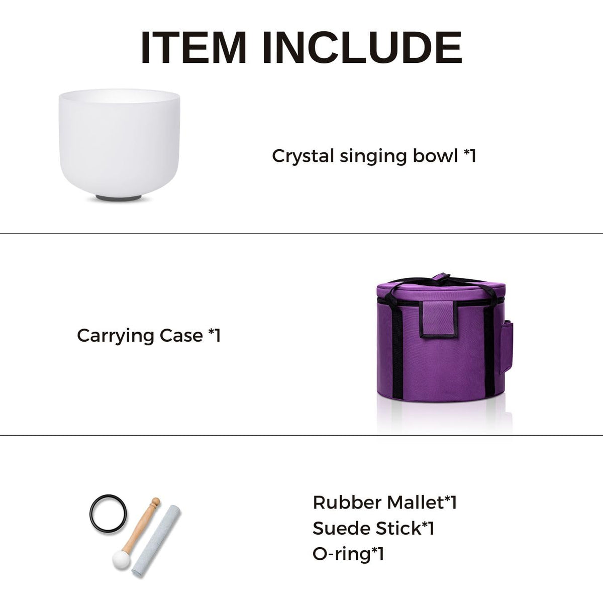 8 Inch F Note 432hz Heart Chakra Crystal Singing Bowl Healing Pure White with Carrying Case and Rubber Mallet Suede Strikers Oring (8 inch / White F)