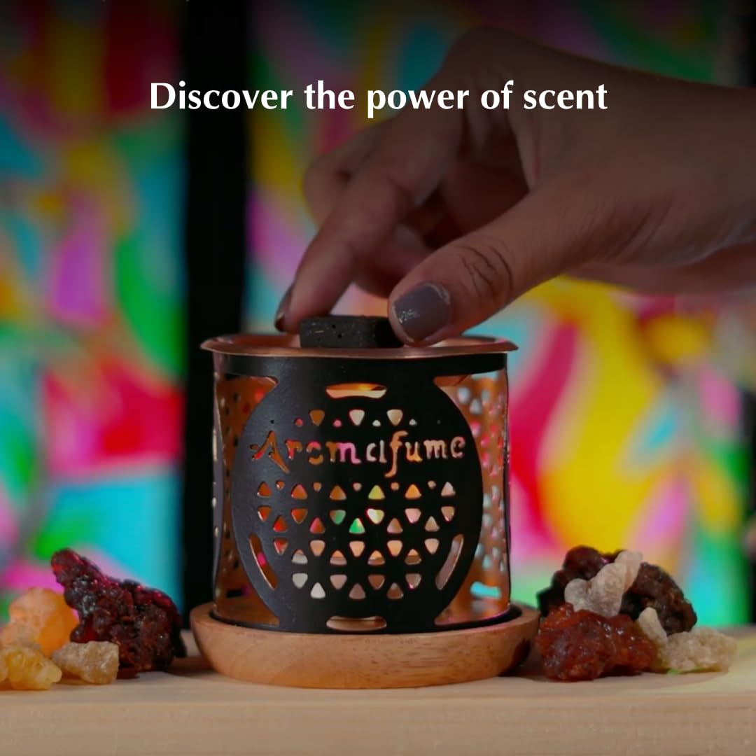 Benzoin Incense Bricks & Flower of Life Exotic Incense Burner by Aromafume (2 Benzoin + Flower)