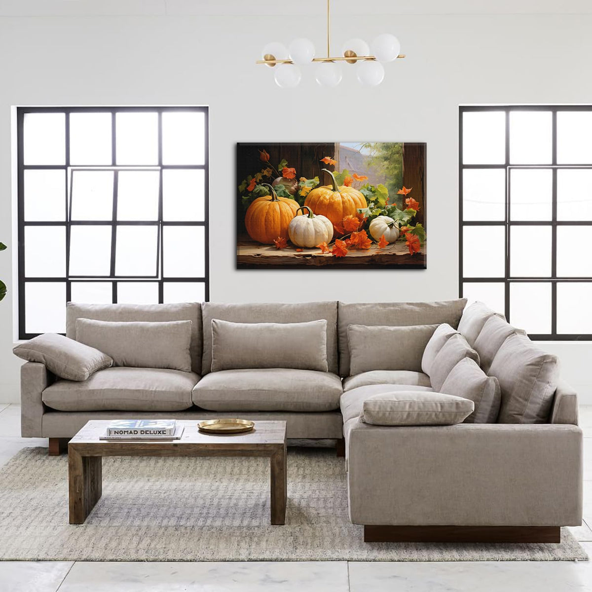 Pumpkin Canvas Wall Art Fall Pictures Maple Leaf Autumn Thanksgiving Wall Decor Rustic Halloween Themed Wall Framed Prints Modern Artwork for Living Room Kitchen Bedroom Dinner Home Decorations 24x36” (36"L x 24"W / pumpkin)