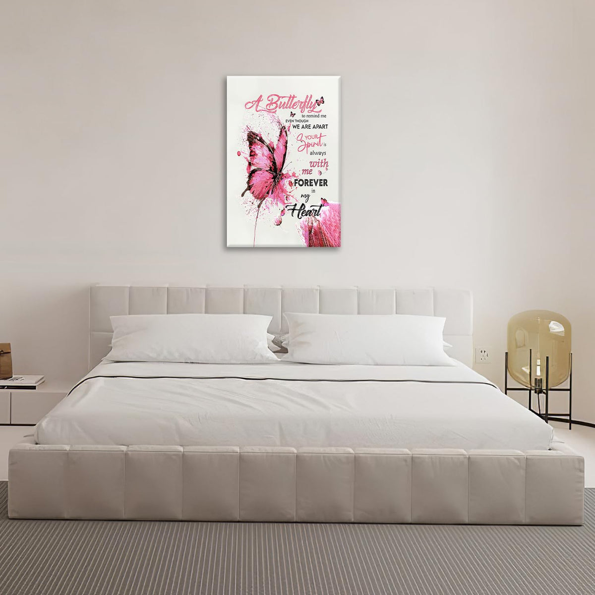 Pink Butterfly Wall Art Watercolor Bathroom Pictures Wall Decor Inspirational Quotes Canvas Prints Painting Framed Artwork Decoration for Bedroom Living Room Office 24"x16" (24"L x 16"W / Watercolor Butterfly-Pi)
