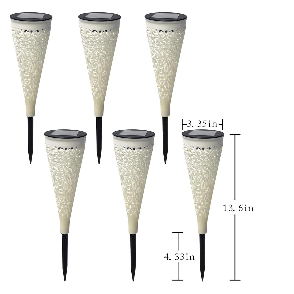 6 Pack Solar Lights Outdoor Garden Decorative Mandala Solar Garden Lights with Warm Light Waterproof Solar Pathway Landscape Light for Path Patio Backyard Walkway Yard Decor (6Pcs / White)