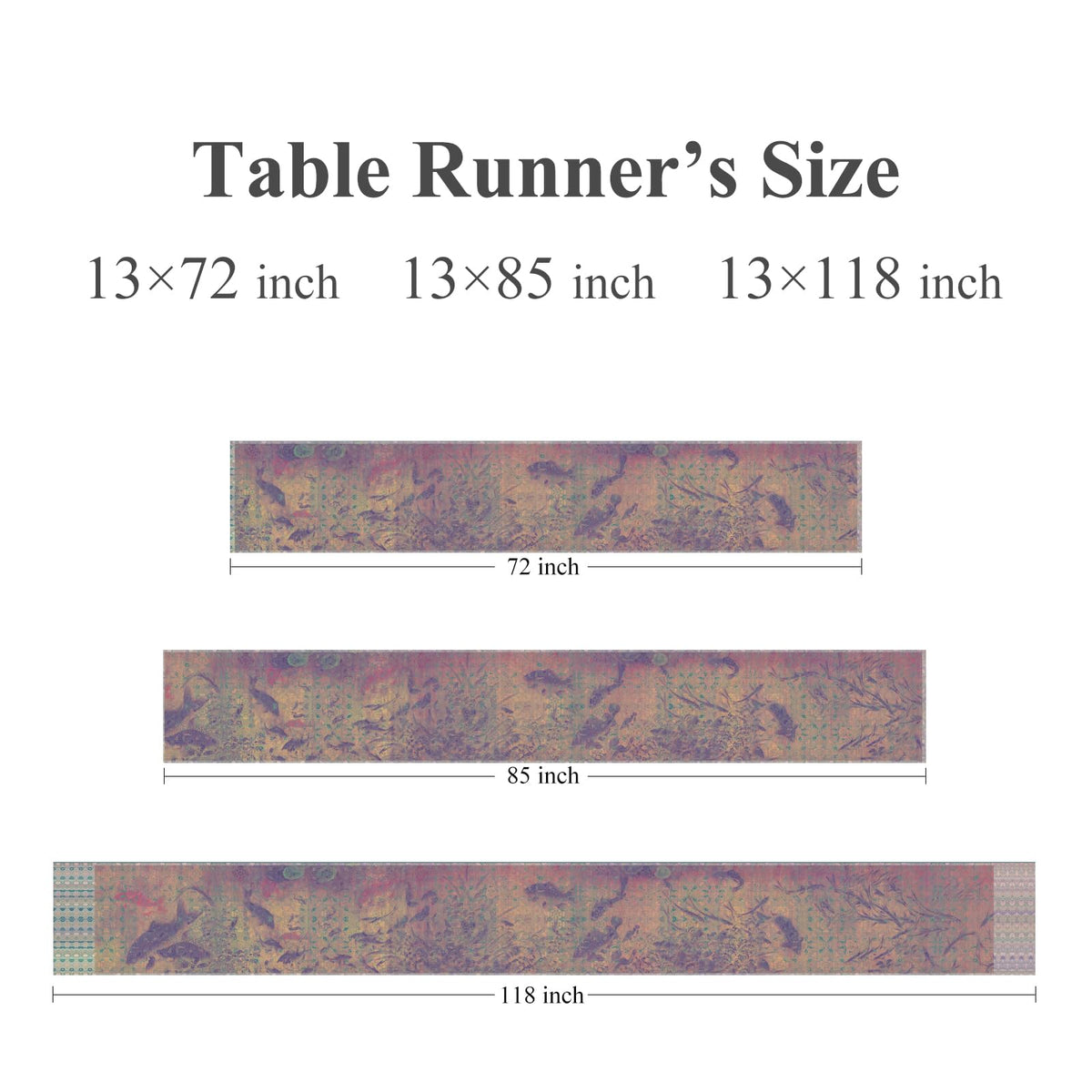 Hidden Bridge Fish Algae Brocade Table Runner 13x72 Waterproof (Koi Bliss · Rectangular 13x72inch)