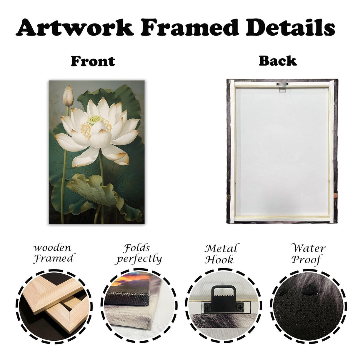 Lotus Flower Wall Art Watercolor Lotus Pond Painting Asian Inspired Art Serene Zen Floral Decor for Living Room Yoga Studio Bedroom (Artwork-4 / 36"L x 24"W)