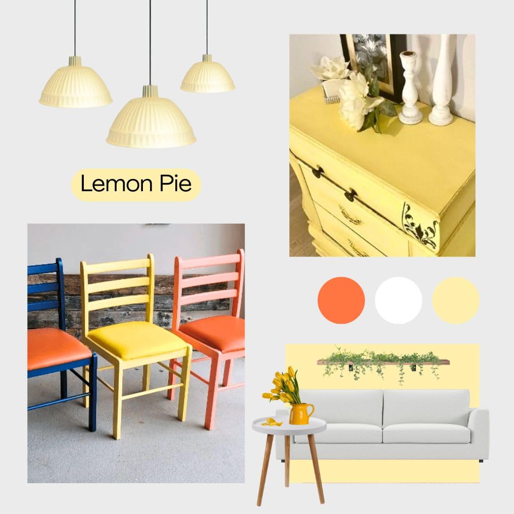 Vintage Chalk Based Paint for DIY Furniture and Home Decor Craft Art (Lemon Pie / 32 Fl Oz (Pack of 1))