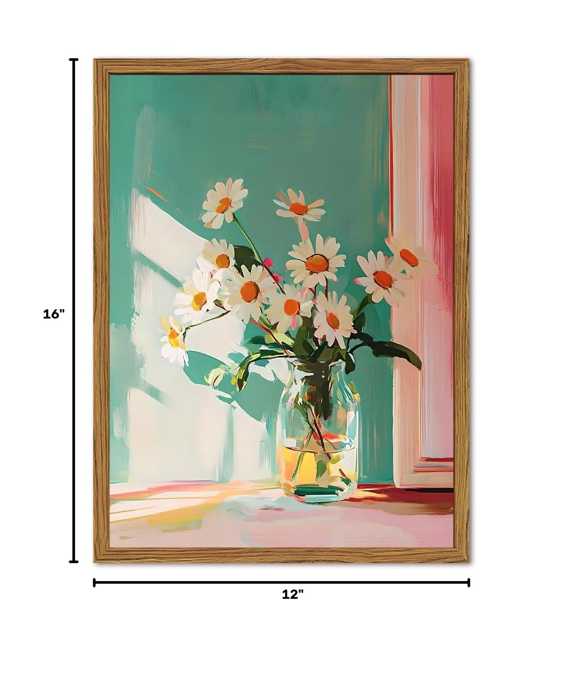 Framed Moody Floral Canvas Wall Art (Daisy / 16"L x 12"W)