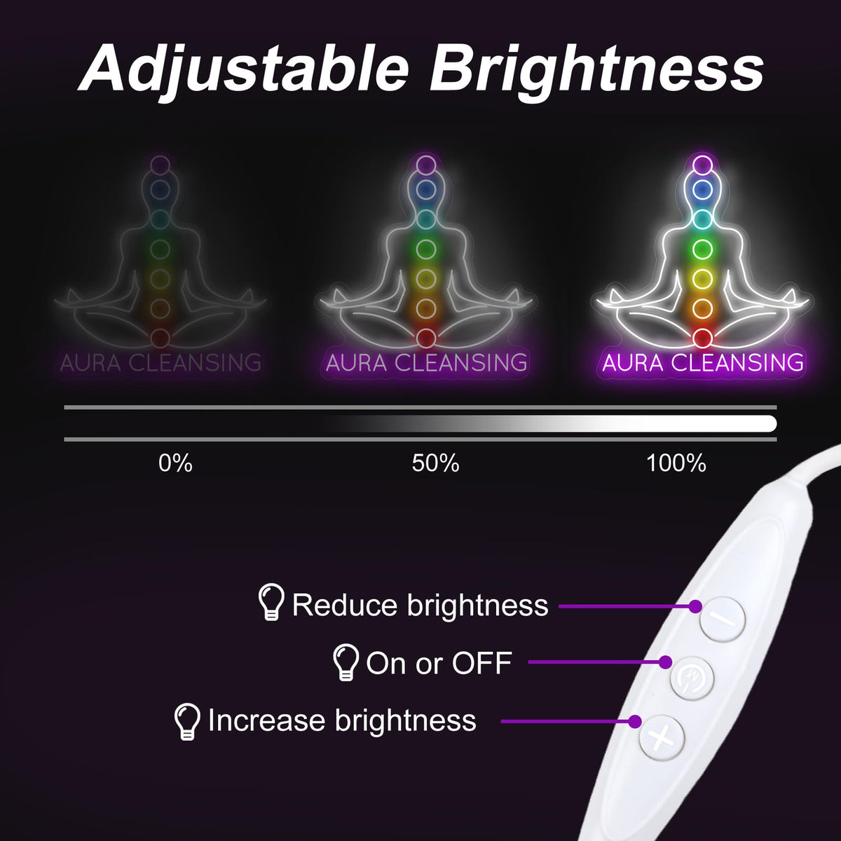 Aura Cleansing Seven Chakra Neon Sign for Yoga Studio Meditation Room Decor (Aura Cleansing)