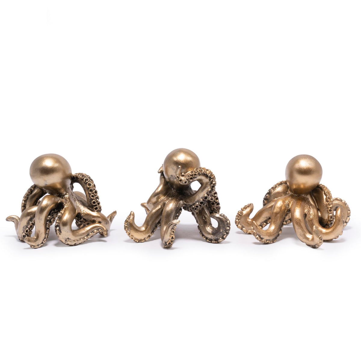 Octopus Figurines Set of 3 (Gold)