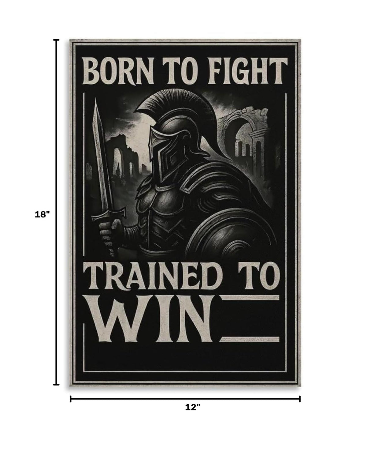 Born to Fight Trained to Win Spartan Warrior Motivational Poster Canvas Printing Wall Art Prints Wall Decor Posters Vintage Black White Gym Office Living Room Bedroom 12x18inch (style-37 / 12x18inch(30x45cm) Unframe)