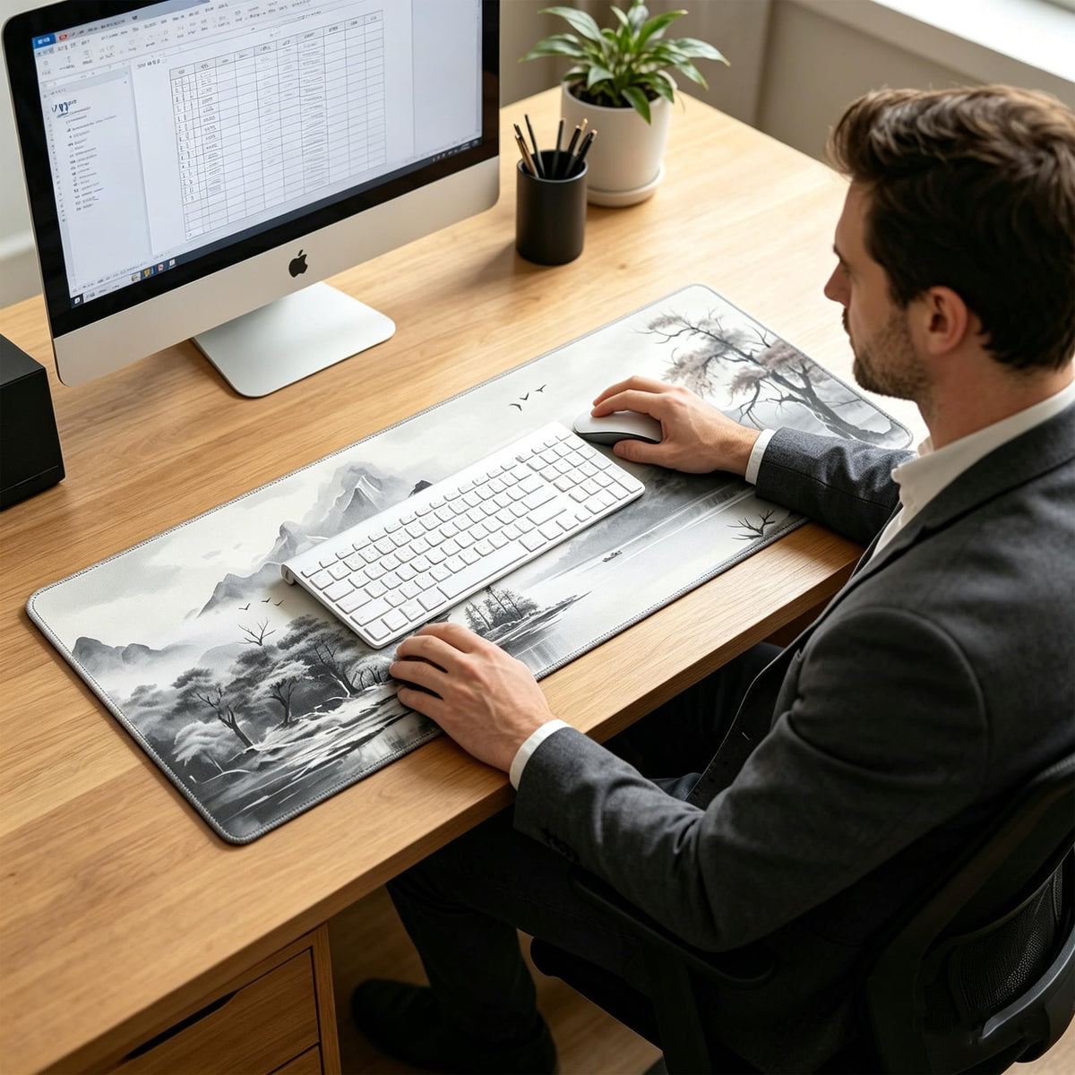 Grey Mountain Lake Mouse Pad (Japanese)