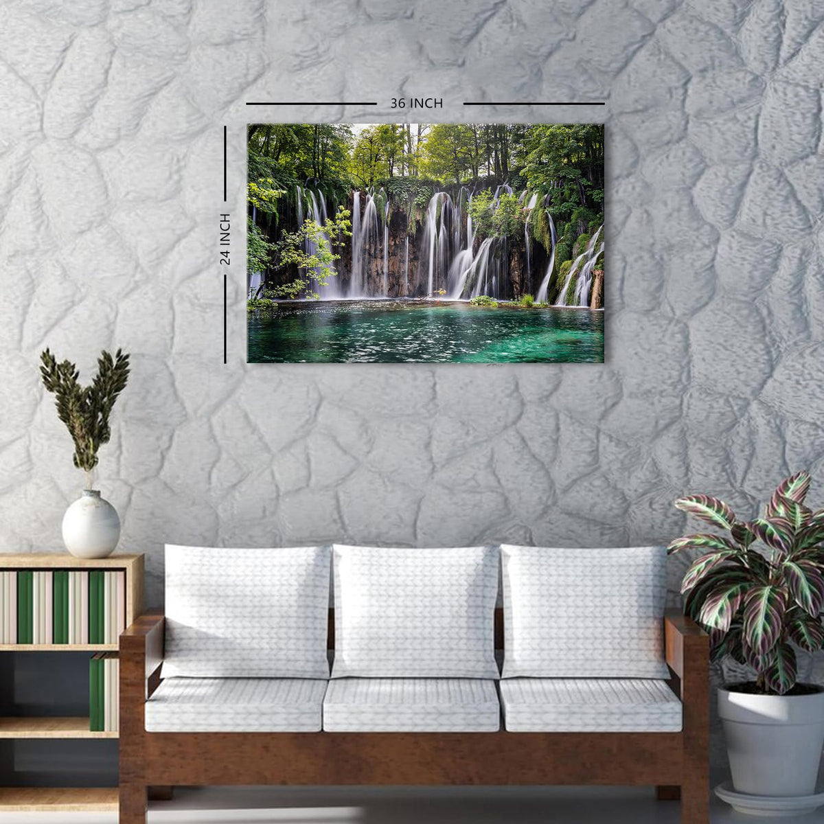 Nature Landscape Wall Art for Living Room Green Forest Waterfall Pictures Bedroom Wall Decor National Park Scenery Canvas Prints Lake River Water Tree Paintings Artwork Bathroom Home Decorations 24x36 (36"L x 24"W / Waterfall)
