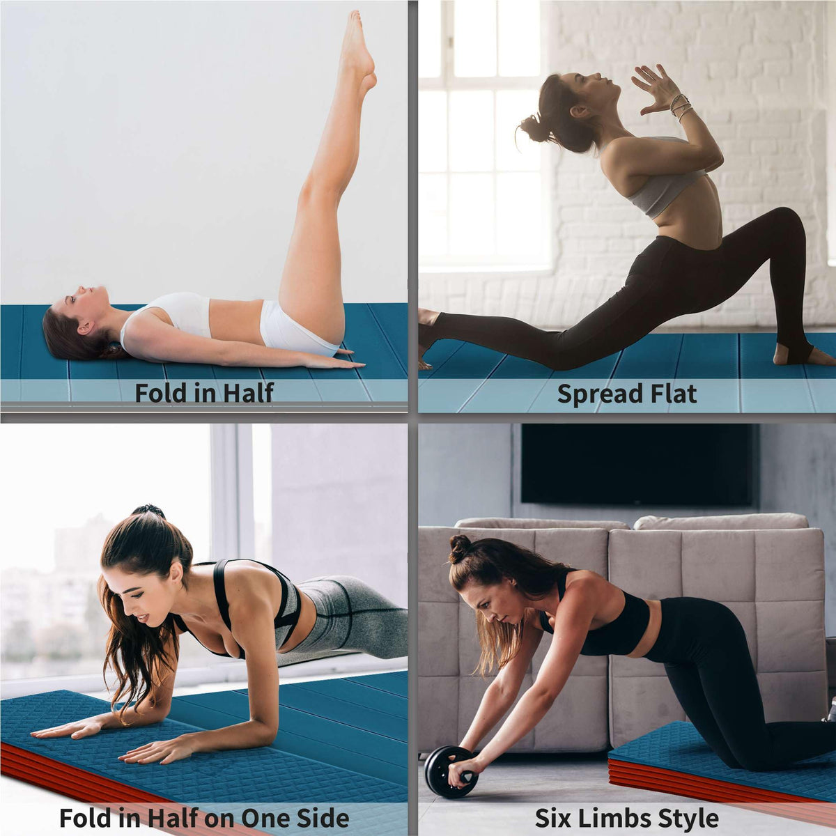 Original Foldable Yoga Mat XL (Ocean Depths + Poinciana / 48" x 72" x 1/3")