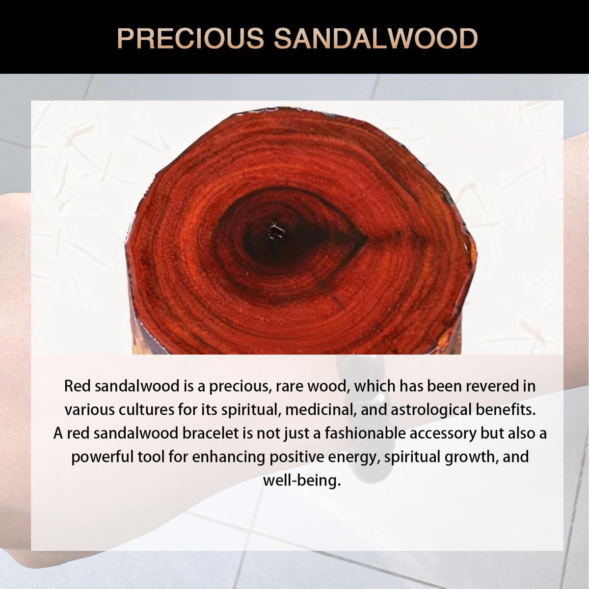 Authentic Red Sandalwood Mala Beads Bracelet for Meditation (Pure Sandalwood)