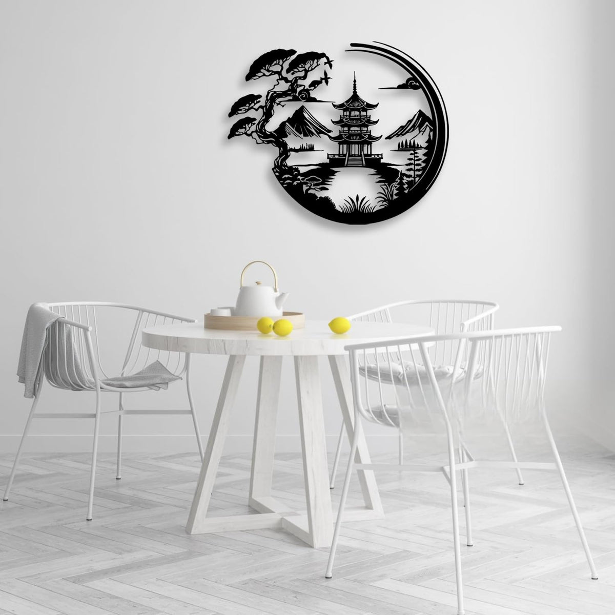 Bonsai Tree Torii Gate Metal Wall Decor (Black)