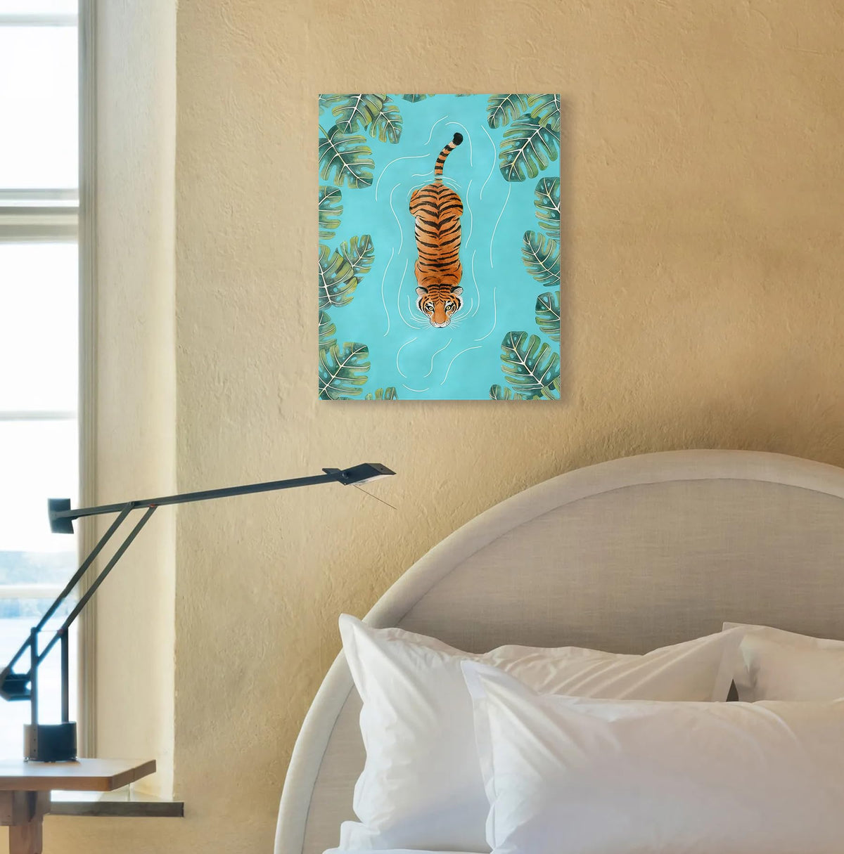 Tropical Jungle Animal Tiger Wall Art Decor 11x14 Inches (Swimming Tiger)