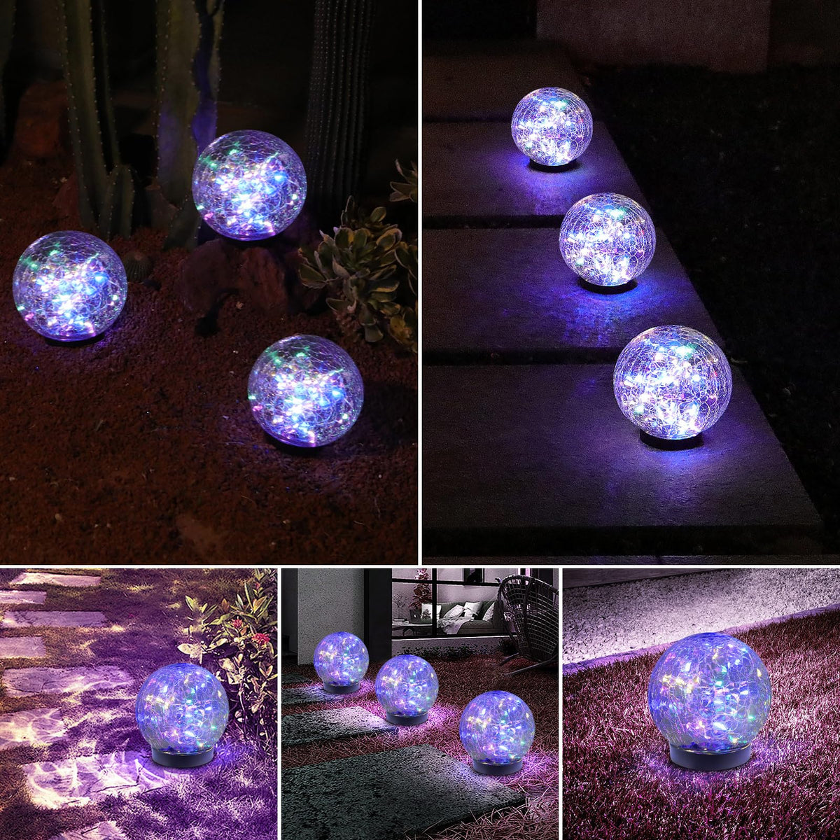 Solar Globe Lights Outdoor Waterproof (Multicolor / 4 globes)
