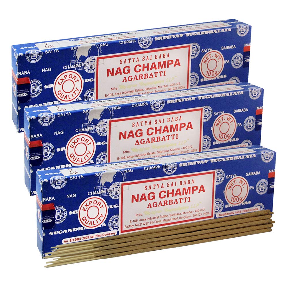 Incense Stick Holder Bundle with Satya Sai Baba Nagchampa 100g Incense Sticks (Nag Champa 100g - Pack of 3)