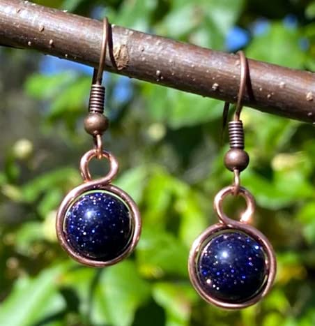 108 Pcs Blue Goldstone Beads for Jewelry Making 8 MM Goldstone Gemstones Loose Stone Beads (Blue Goldstone / 8MM, 108pcs)