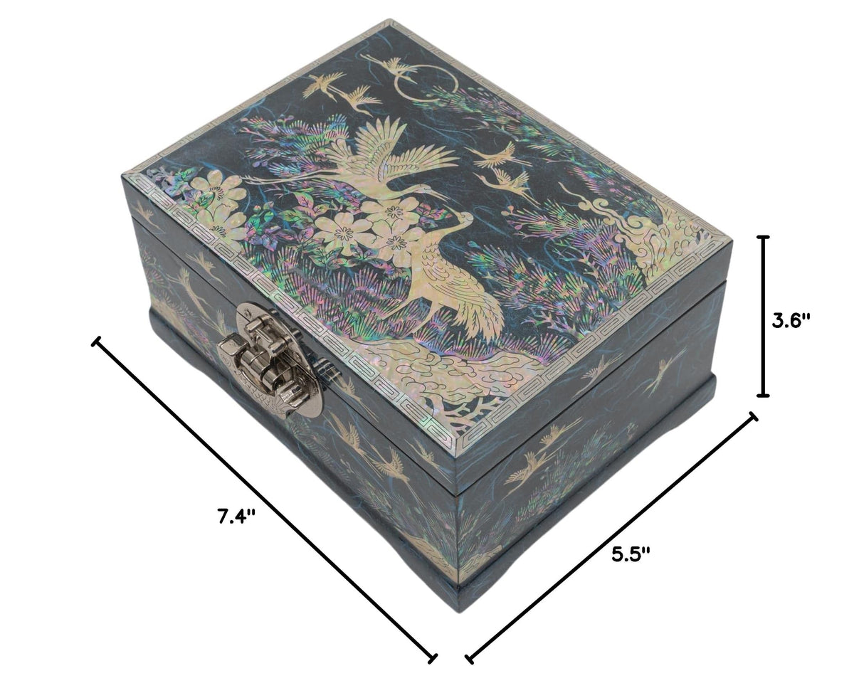Arirang Korean Music Box Mother of Pearl Jewelry Box K (Blue)
