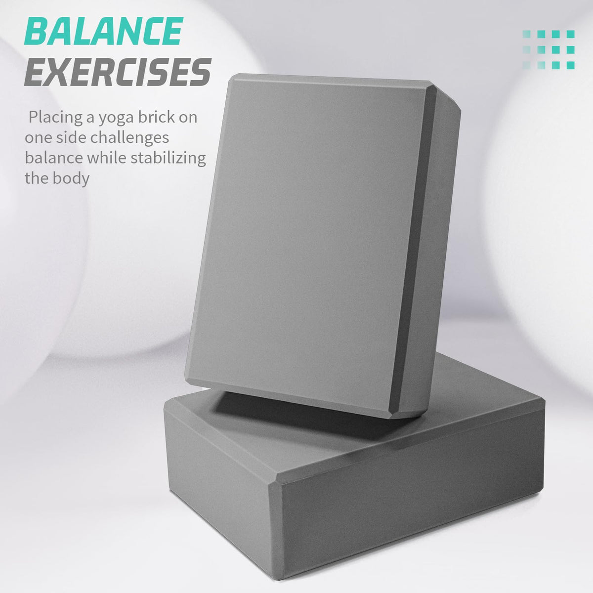 4 Pack Yoga Block (4PACK-369-Grey / 9x6x3IN)