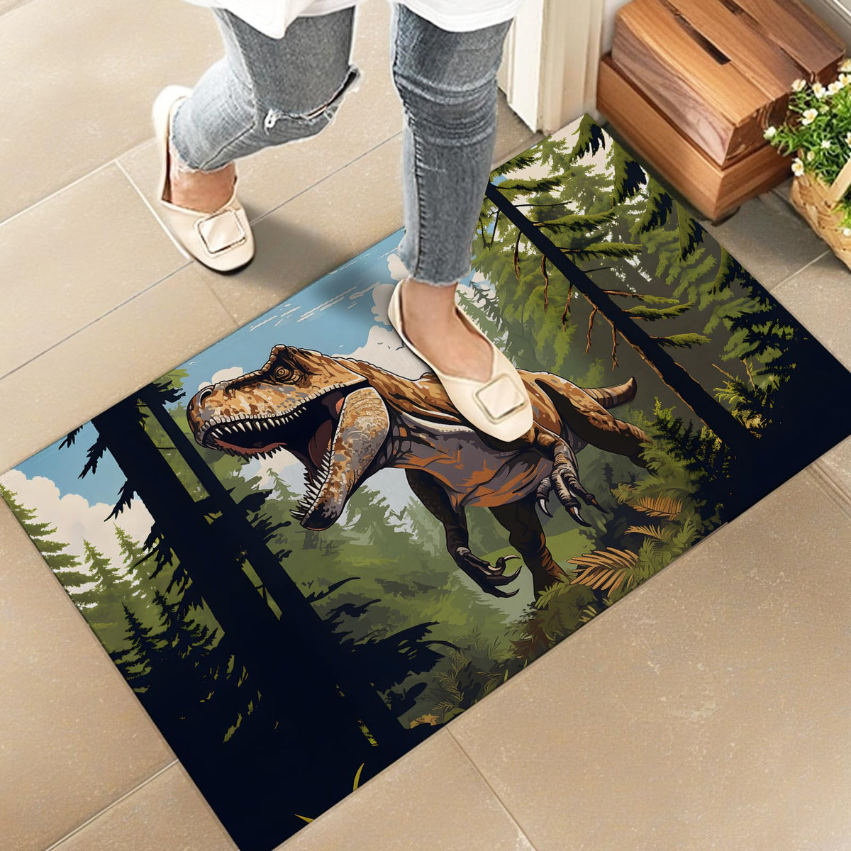 Roaring Dinosaur Indoor Door Mat (Dinosaur)