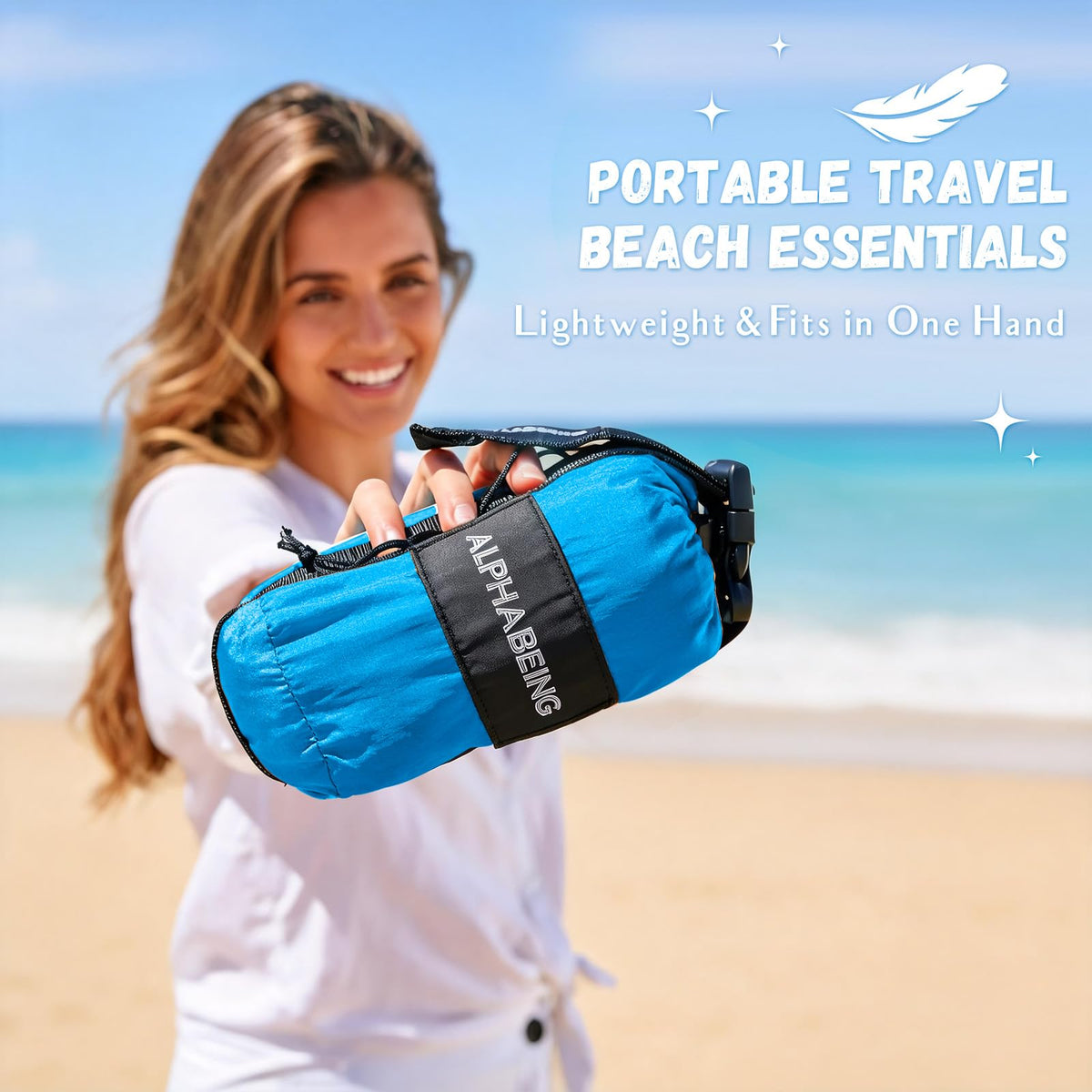 Beach Blanket Waterproof Sandproof (Threeblue / 79“×83”)