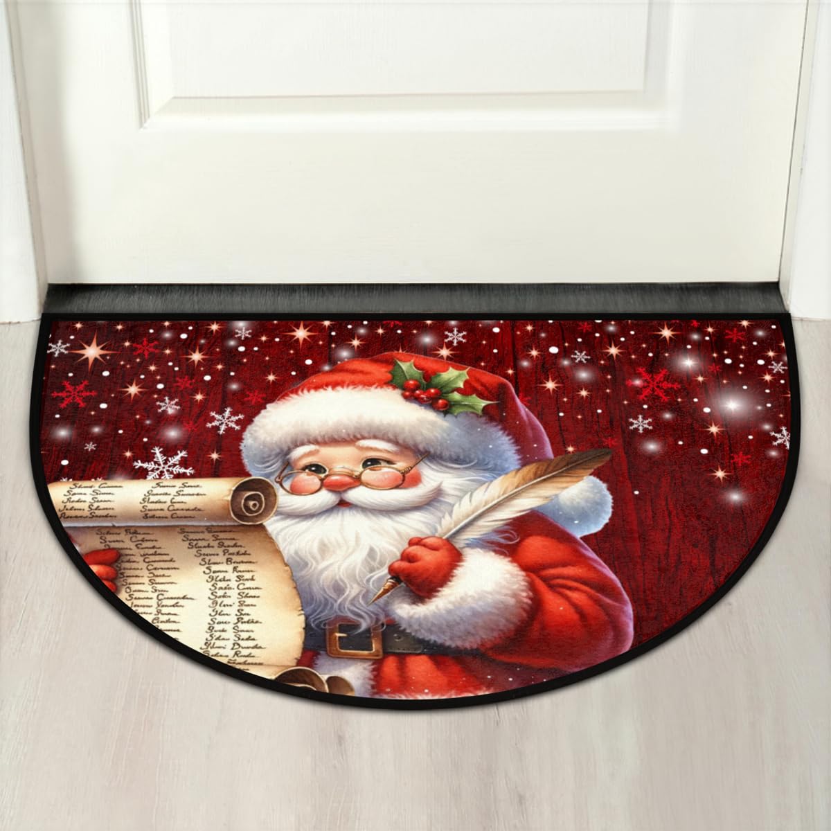 Santa Claus Half Round Doormat Non Slip Half Moon Rug Outdoor Welcome Mat (B 026)