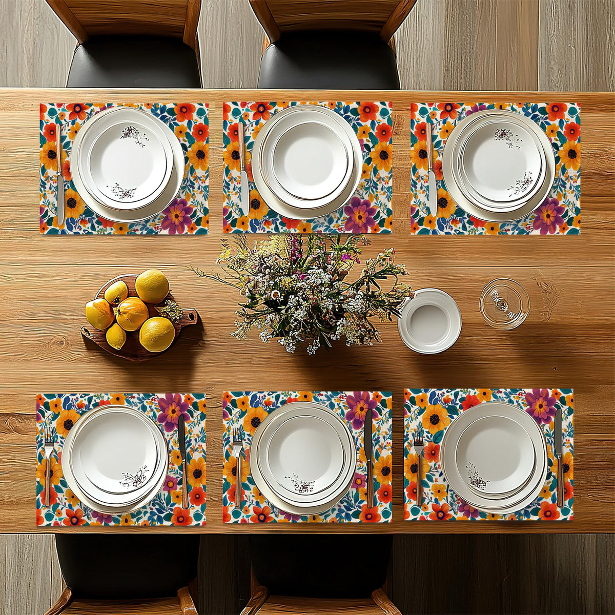 Bird Flower Placemats Set of 6 (Bird Flower Mexican Style)