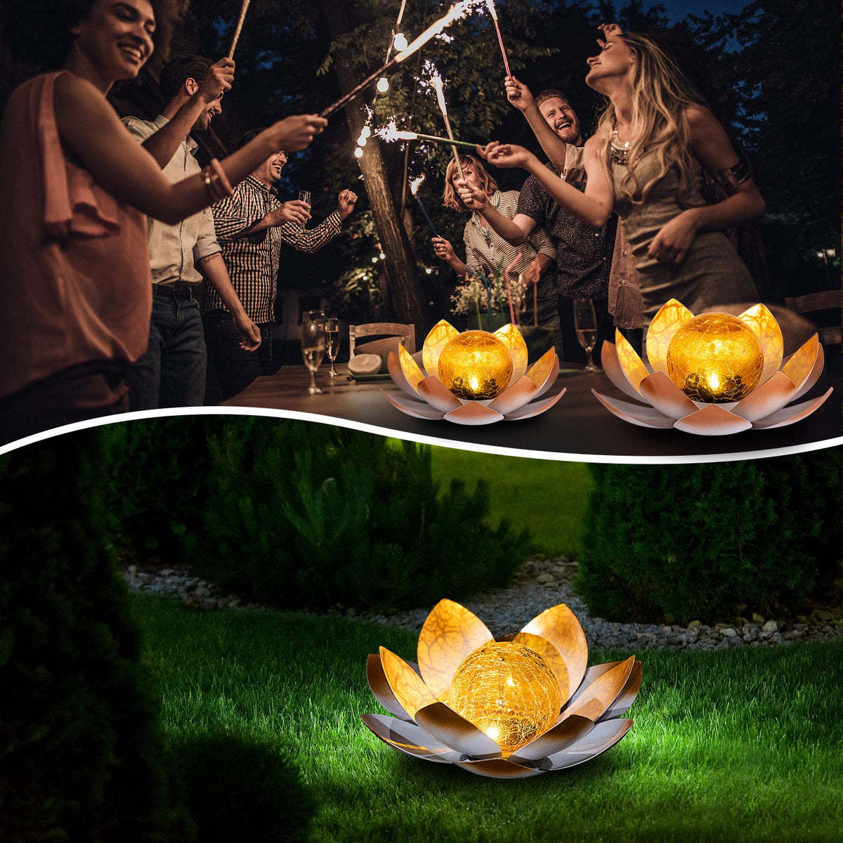 Garden Solar Lights Outdoor (Orange)