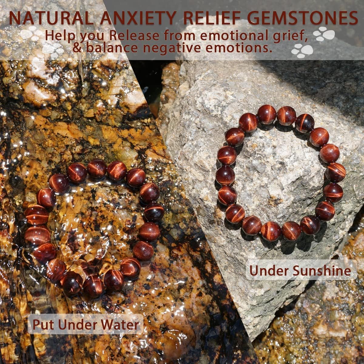 14MM Red Tigers Eye Bracelet for Men (14MM Red Tigers Eye Bracelet)