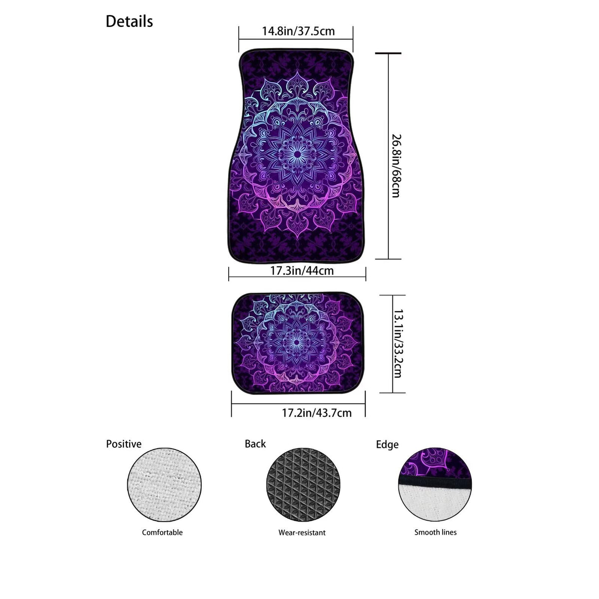 Purple Mandala Car Floor Mats (Purple Boho)