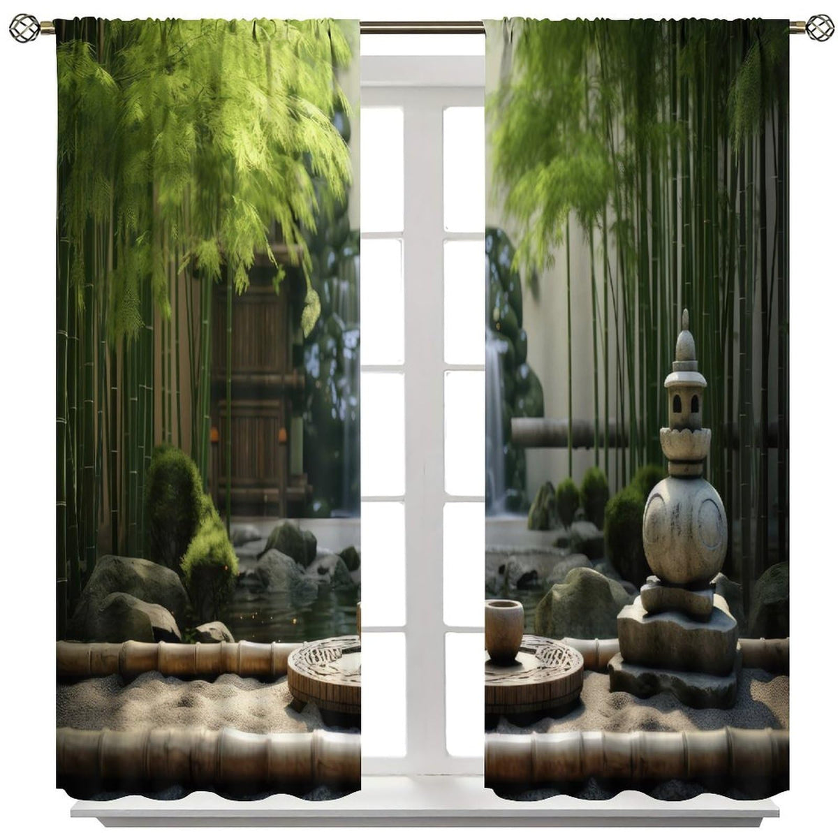 Leisurely Bamboo Curtains (20.5"W x 44.5"L (Pack of 2) / Style-6)