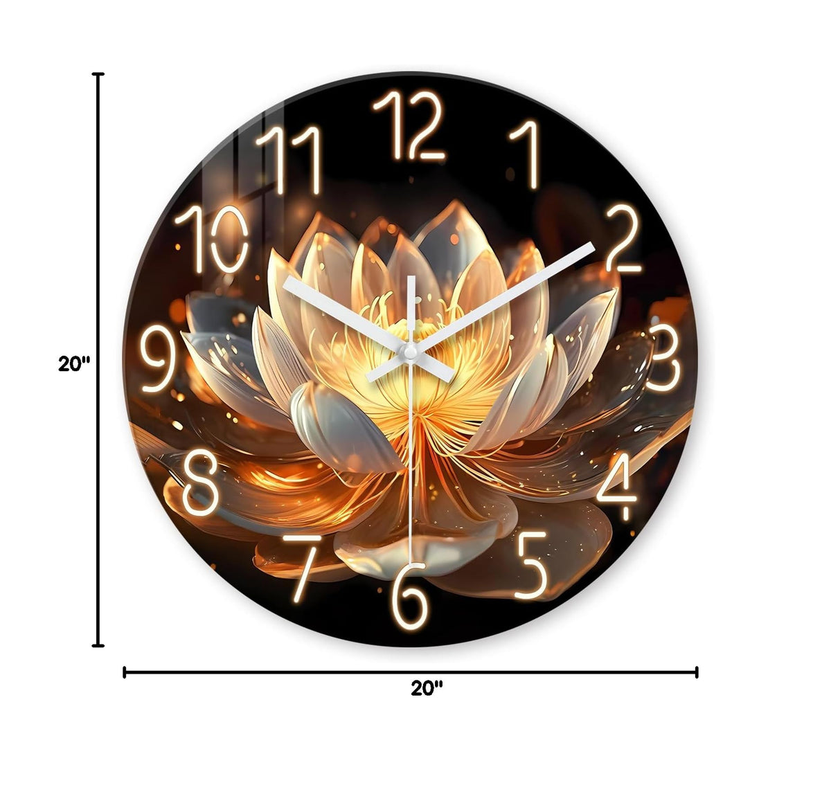 Large Lotus Flower Wall Clock 20 inch Round Silent (Lotus Flower / 20 Inch)
