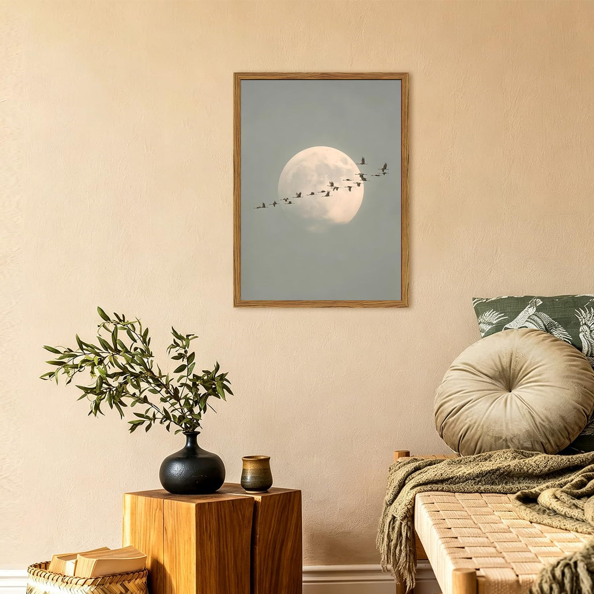 Framed Vintage Bird Wall Art (Moon Bird / 24"L x 16"W)
