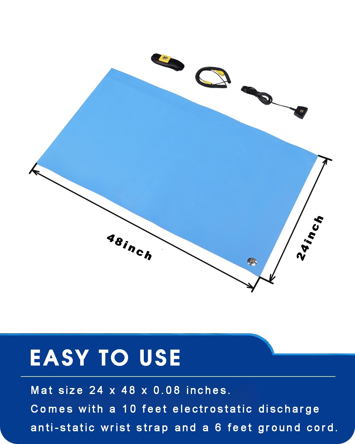 Anti Static ESD Mat for Electronics Repair (24"X48" / Blue)