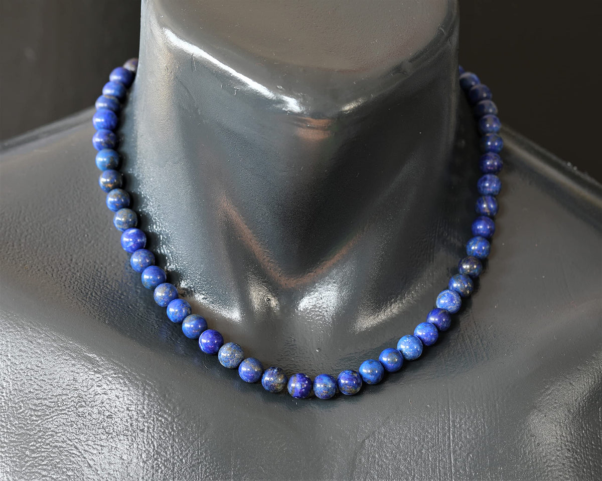 Natural Lapis Lazuli Beaded Choker Necklace (Lapis Lazuli / 14 Inches)